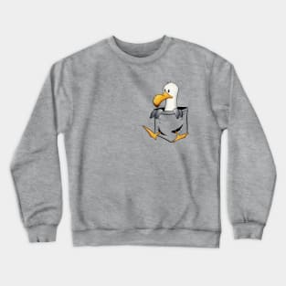 Funny Sea-Bird Drawing Cute Seagull In Pocket Crewneck Sweatshirt